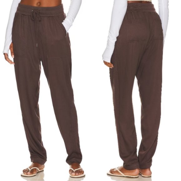 Coldwater Creek Linen Pants Straight Wide Leg Rafe Pant Tan Taupe SZ LARGE - Picture 1 of 13